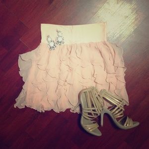 Kensie 100% Silk Ruffled Skirt